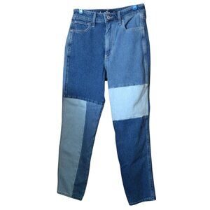 Hollister Ultra High-Rise Mom Jeans Juniors Size 3 W26 L27 Patchwork Denim Jeans